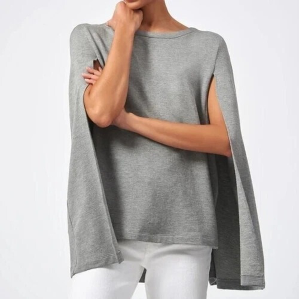 Kal Rieman Cape Sweatshirt Womens Small Bamboo Rayon Blend Oversized Poncho Gray